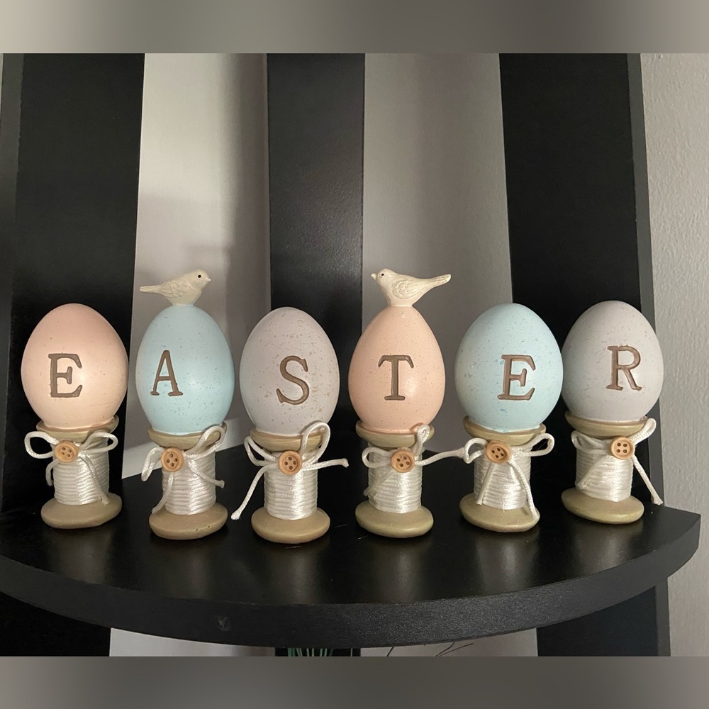 Set of 6 Easter Egg Spool and Thread Decor